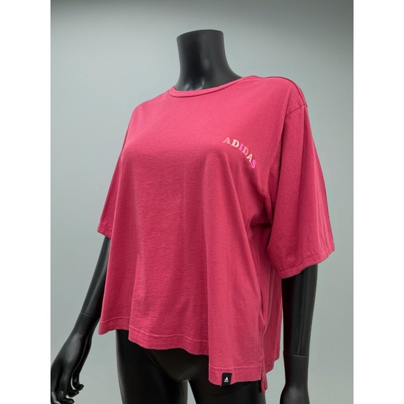NWOT Adidas Women's Pink Loose Fit T-Shirt XL 100% Cotton Casual Logo Top - Picture 1 of 9